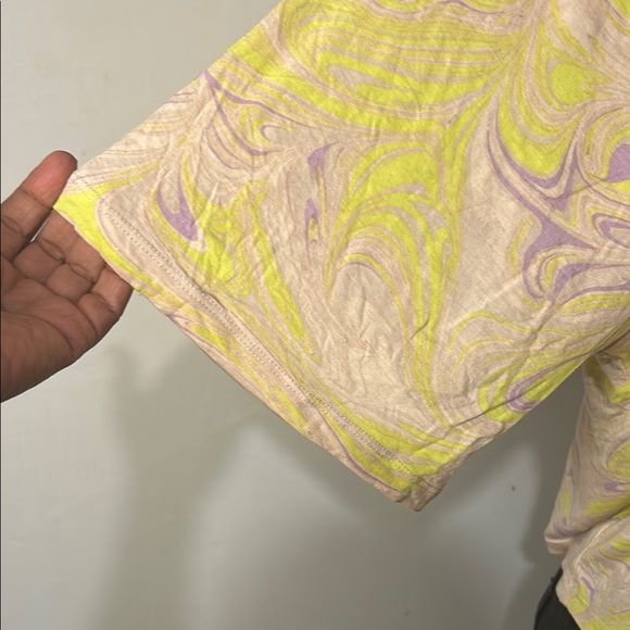 Fabletics Womens Yellow Purple Samara Raglan Cropped Shirt Size  1X - Picture 5 of 10